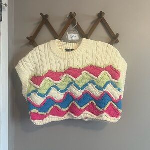 Nisan Kadın Colorful Knit crop Sweater NWT M/L